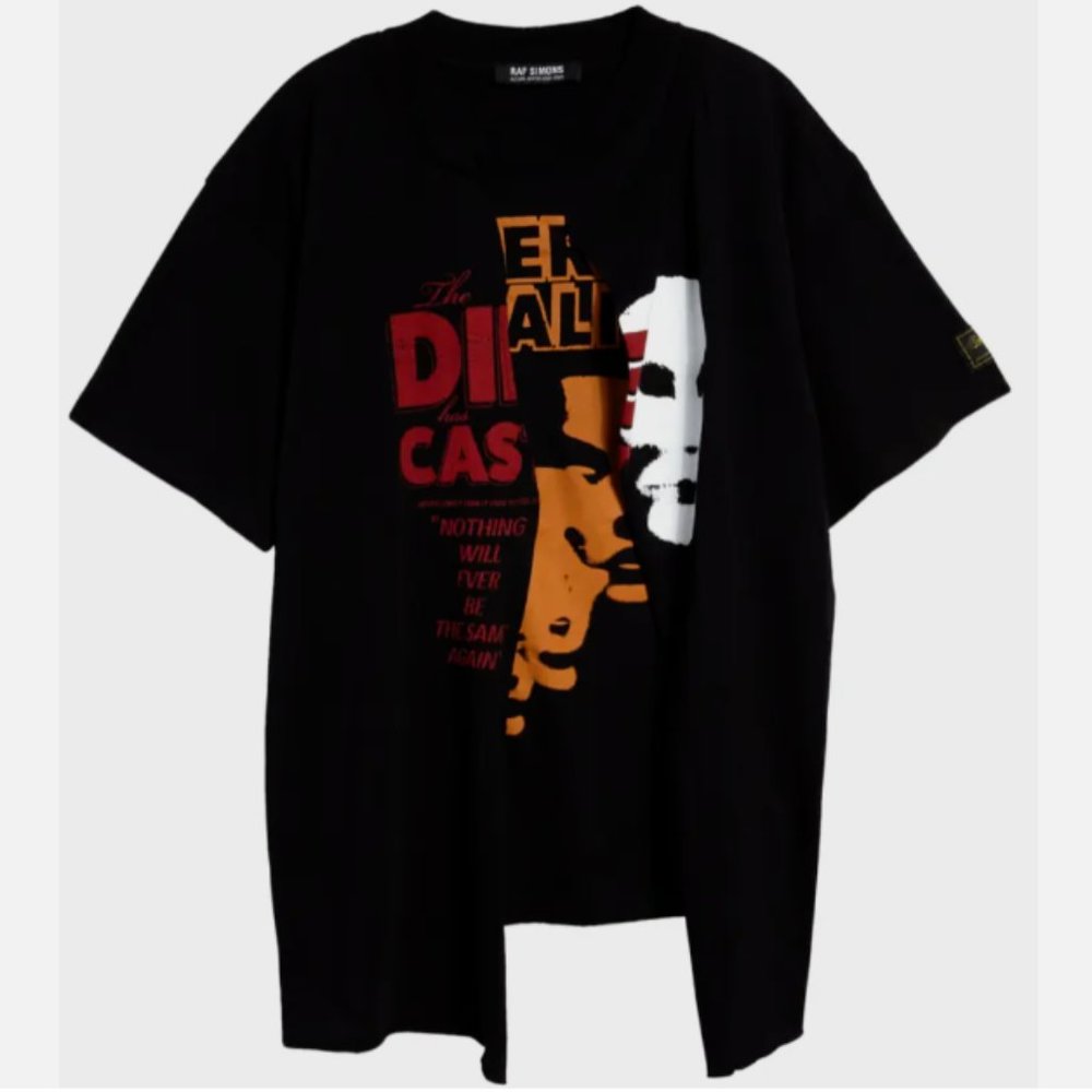 RAF SIMONS LAYERED THE DIE CAST GRAPHIC TEE in BLACK sz L